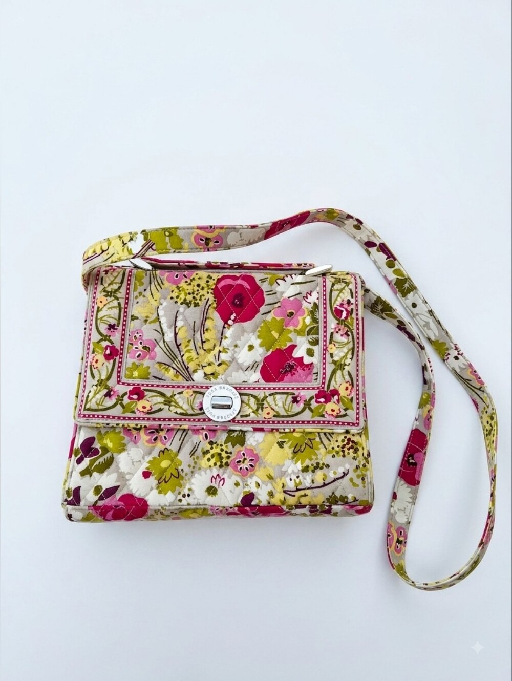 Vera Bradley Quilted Cotton Make Me Blush Floral Shoulder Bag